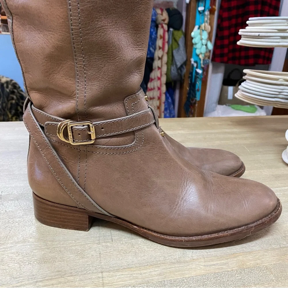 TORY BURCH Teresa Riding Boots Brown Leather Sz 9.5 - Picture 3 of 14